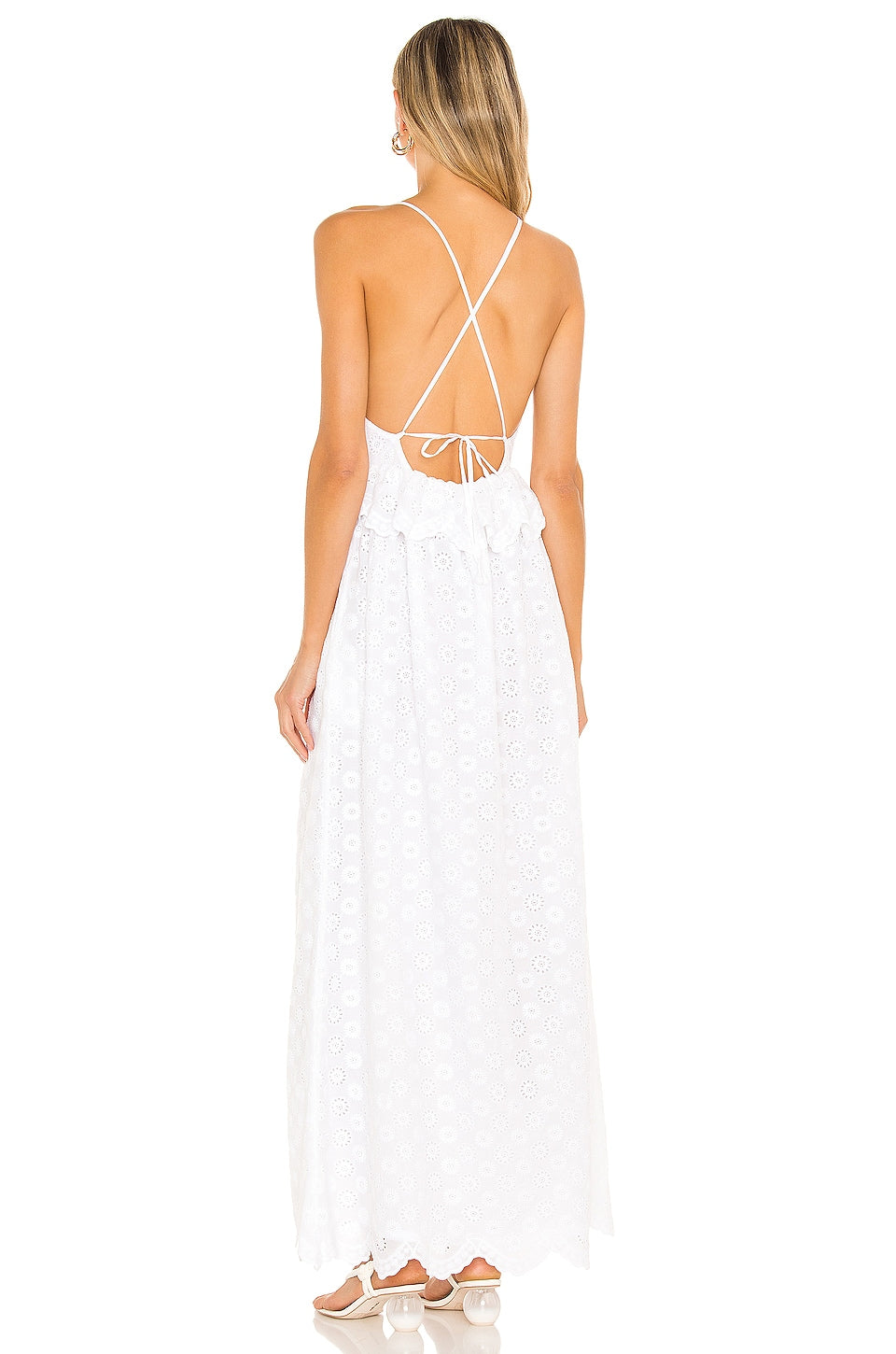 Brier Embroidered Dress in WHITE