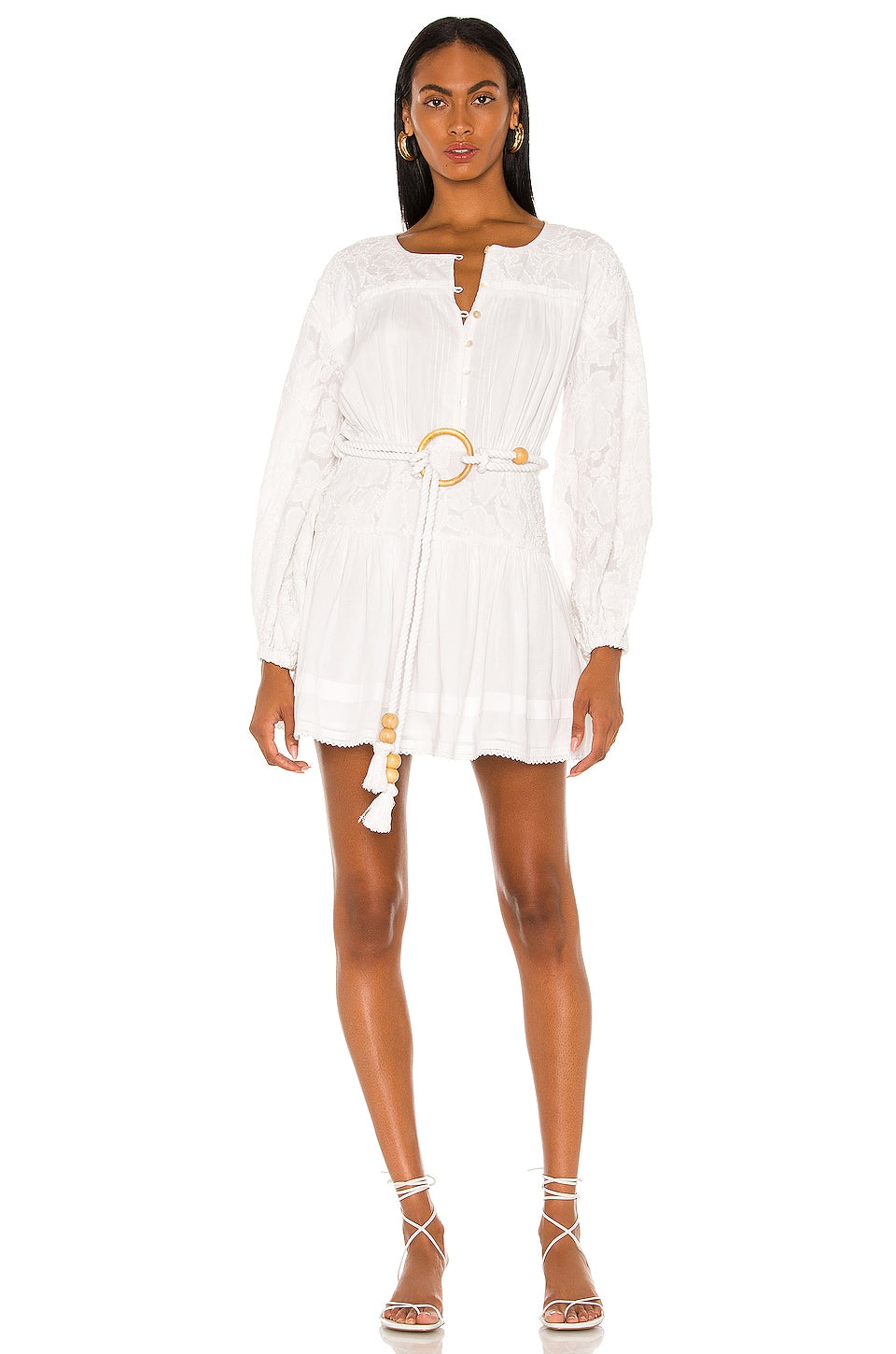 Cierra Embroidered Dress in OPTIC WHITE