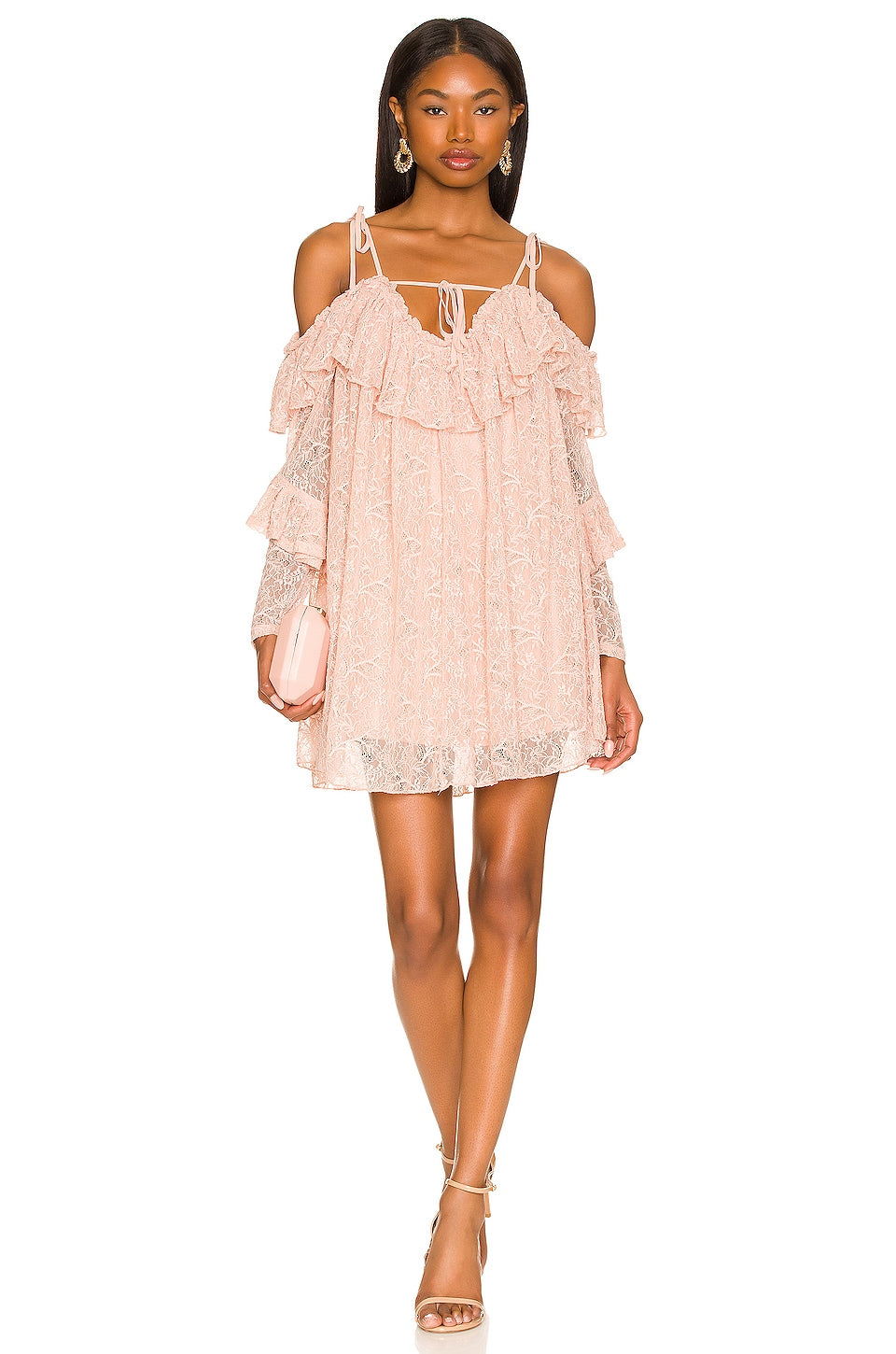 Solange Lace Mini Dress in BLUSH