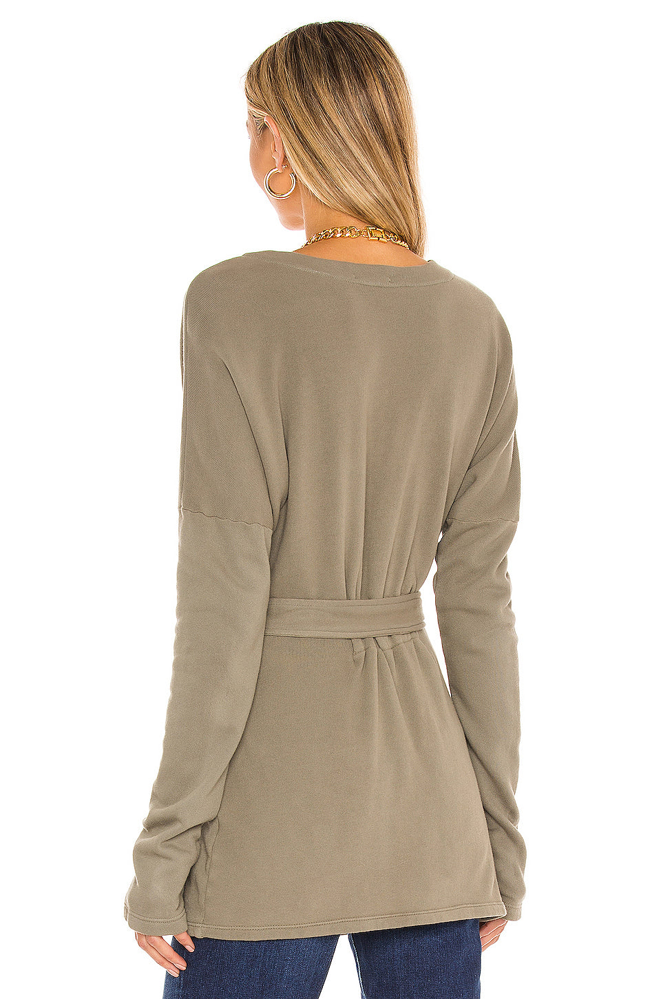 Belted Cardigan in OLIVE GREEN