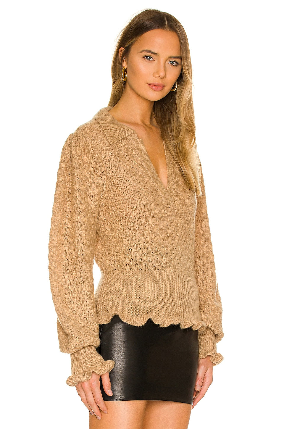 Dahlia Mini French Knot Sweater in TAUPE