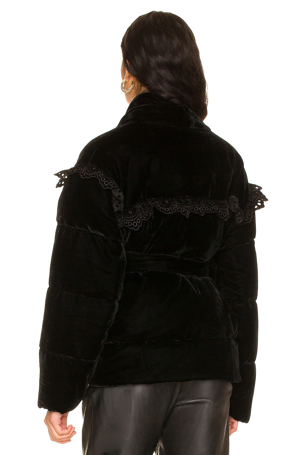 Juliet Velvet Puffer Coat in BLACK