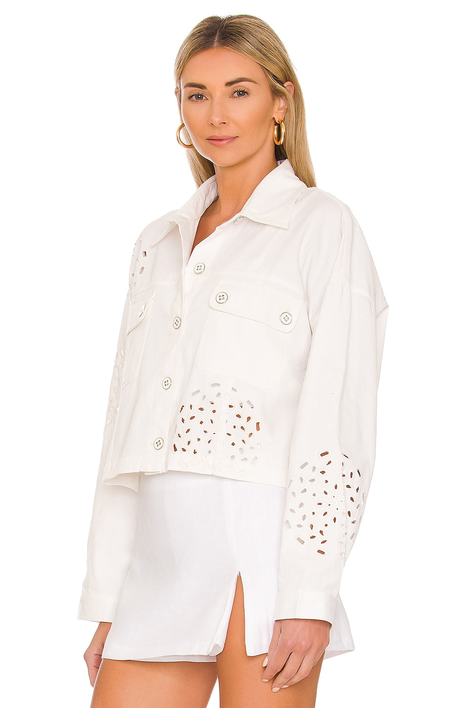 Valentina Embroidered Jacket in WHITE