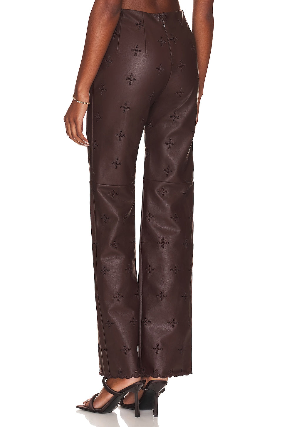 Sara Embroidered Faux Leather Pant