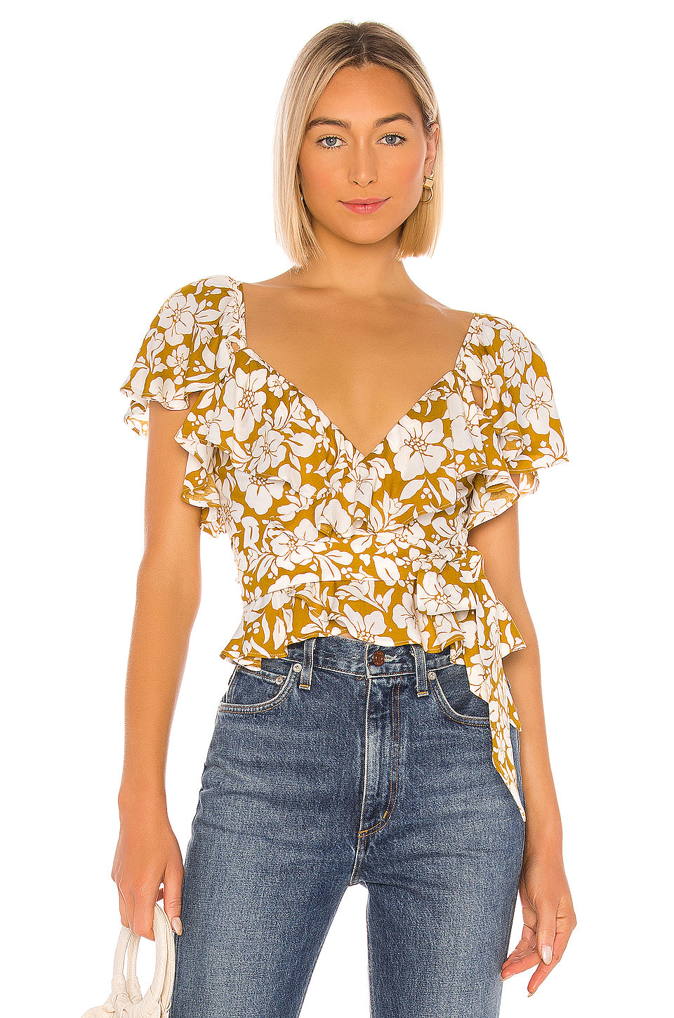 Wiley Wrap Top in MARIGOLD FLORAL