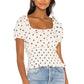 Cora Embroidered Top in IVORY AND BLACK