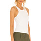 Green The Maya Racer Tank in IVORY