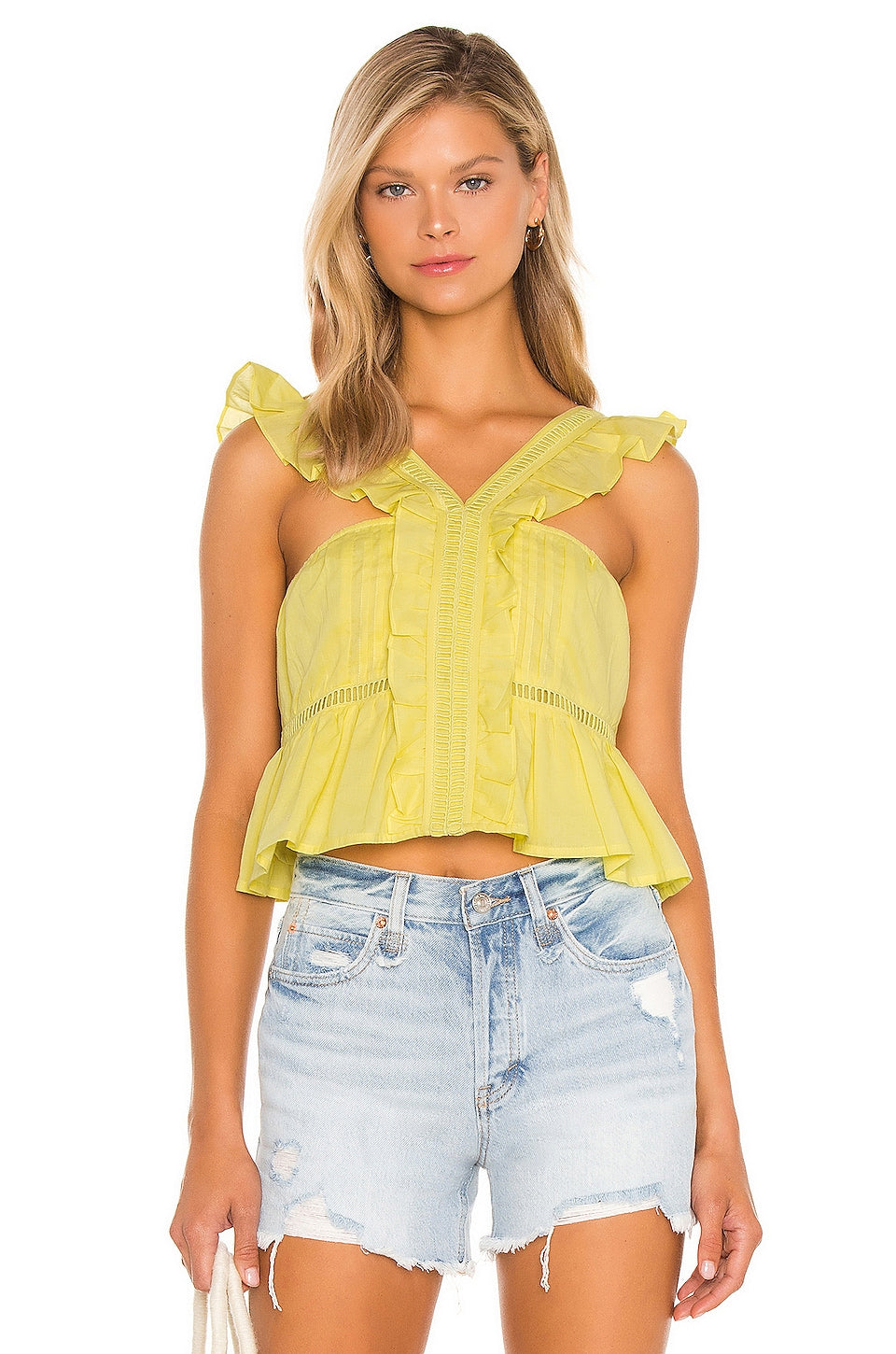 Brit Embroidered Top in LEMON YELLOW