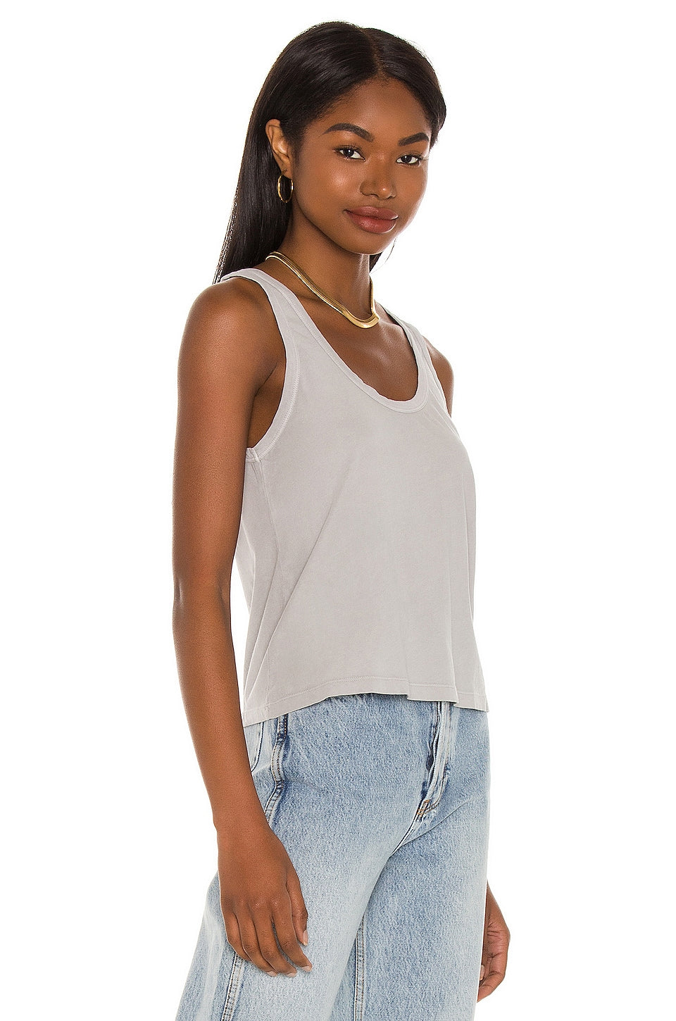 Green The Nora Tank Top in WASHED GREY