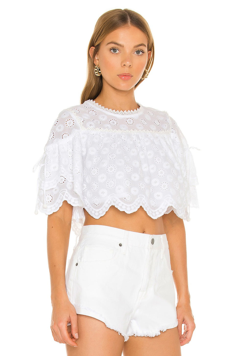 Felix Embroidered Top in WHITE