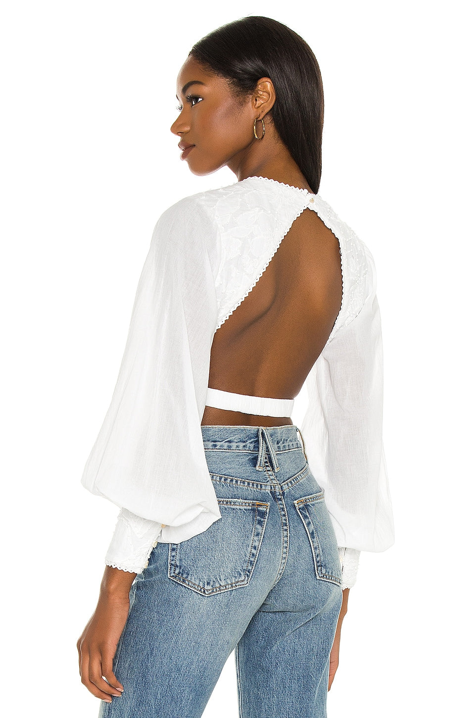 Cierra Embroidered Top in OPTIC WHITE