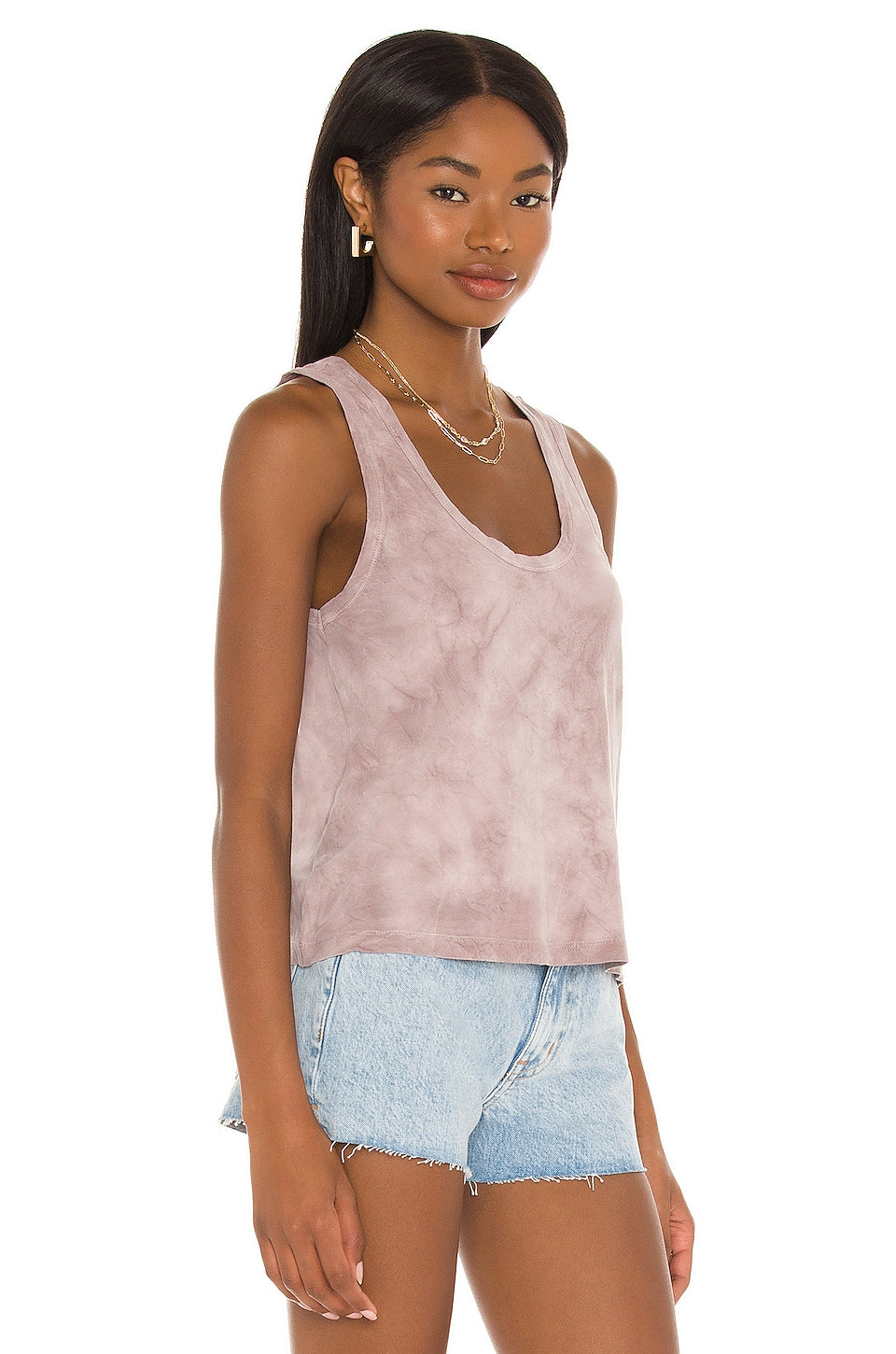 Green The Nora Tank Top in MAUVE TIE DYE