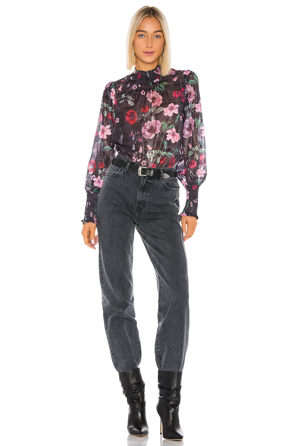 Adley Smocked Top in MIDNIGHT FLORAL
