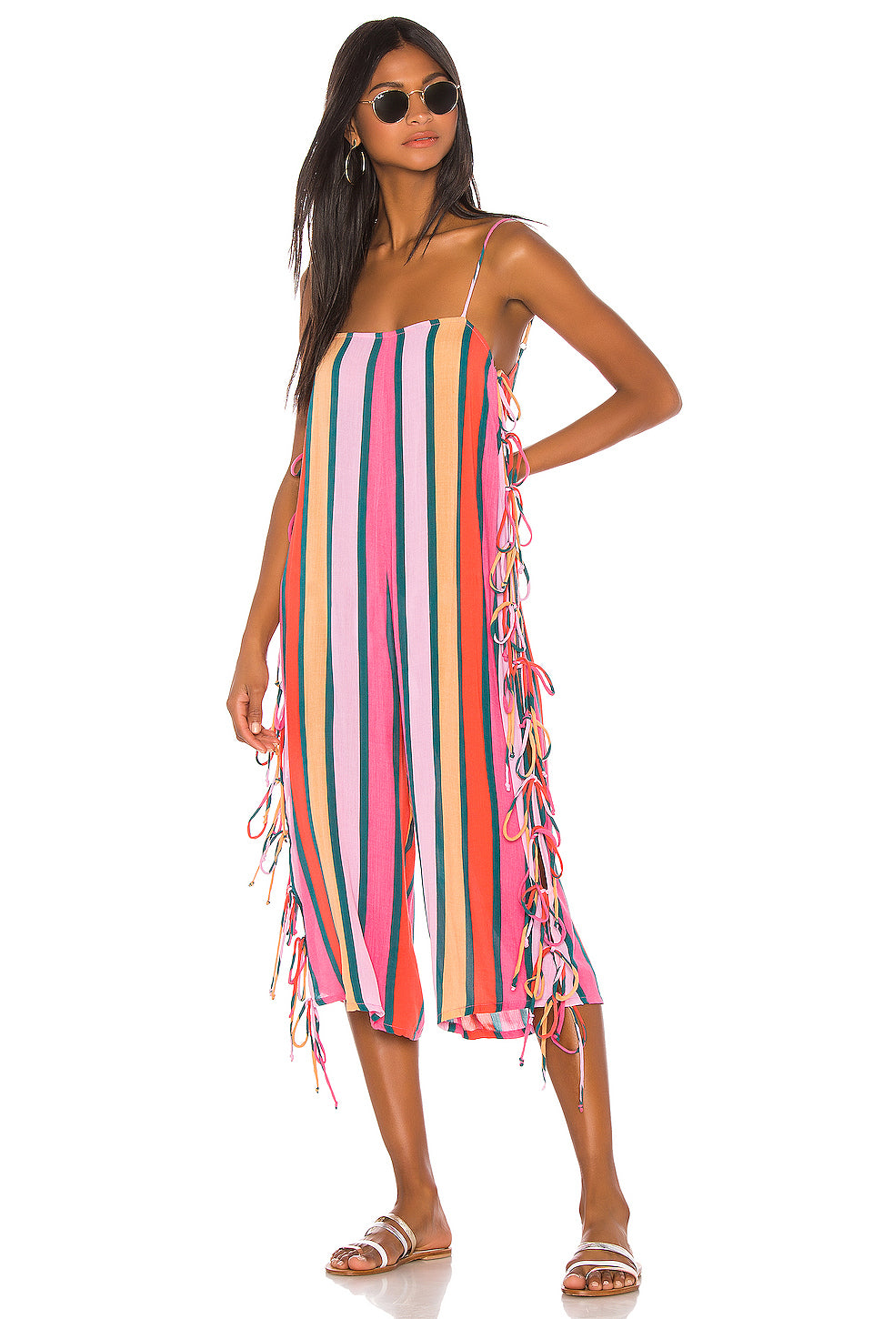 Bright Side Jumpsuit in PINK & FOREST STRIPE