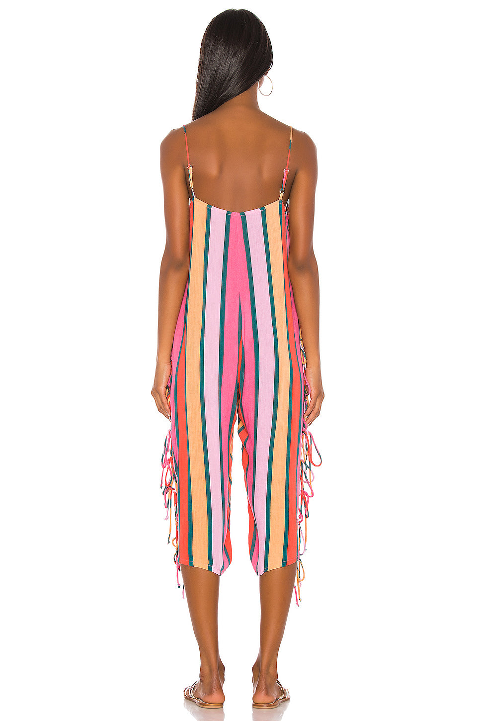 Bright Side Jumpsuit in PINK & FOREST STRIPE