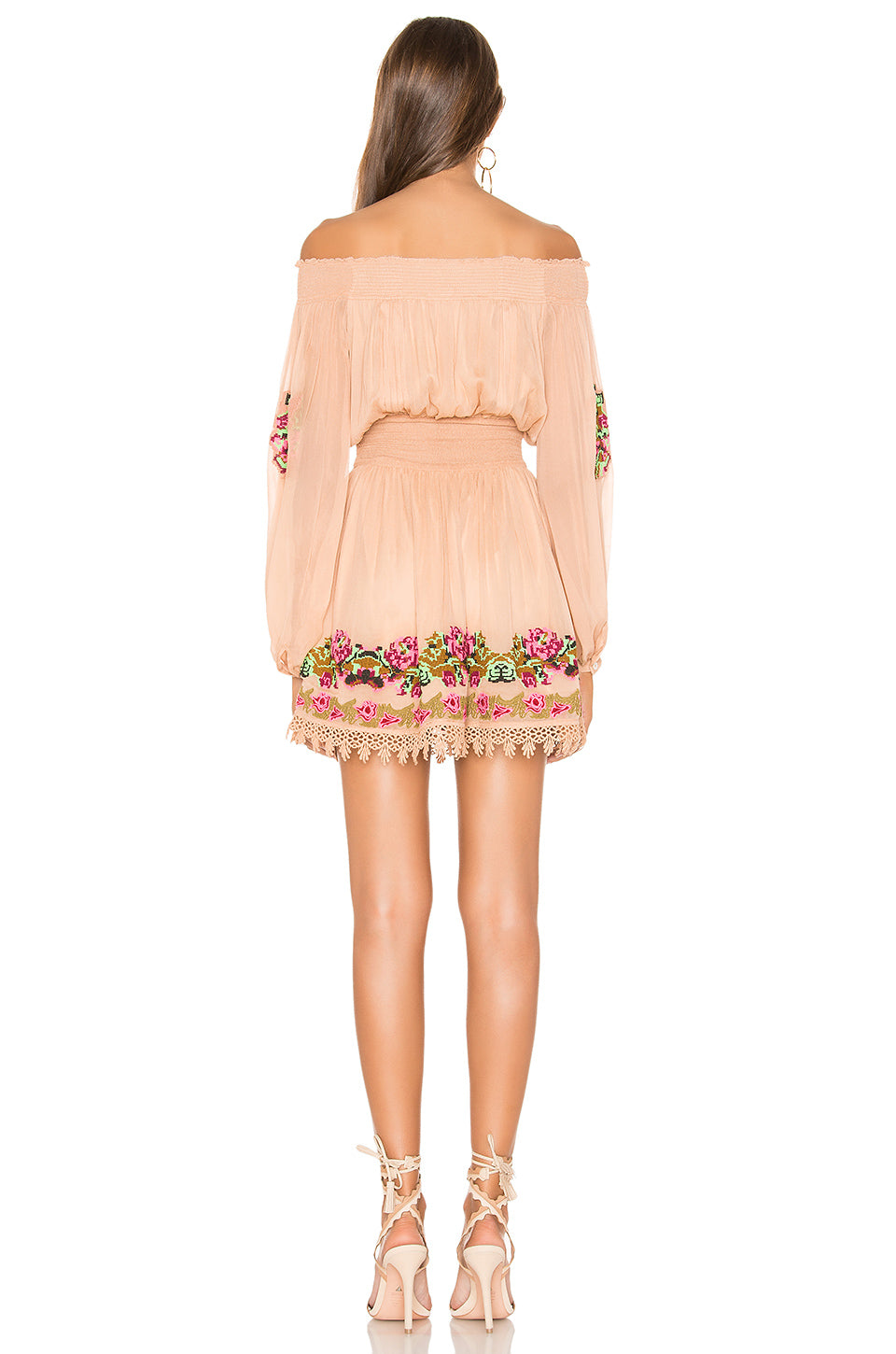Calista Embroidered Dress in NUDE