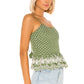 Campbell Embroidered Top in MOSS GREEN POLKA DOT