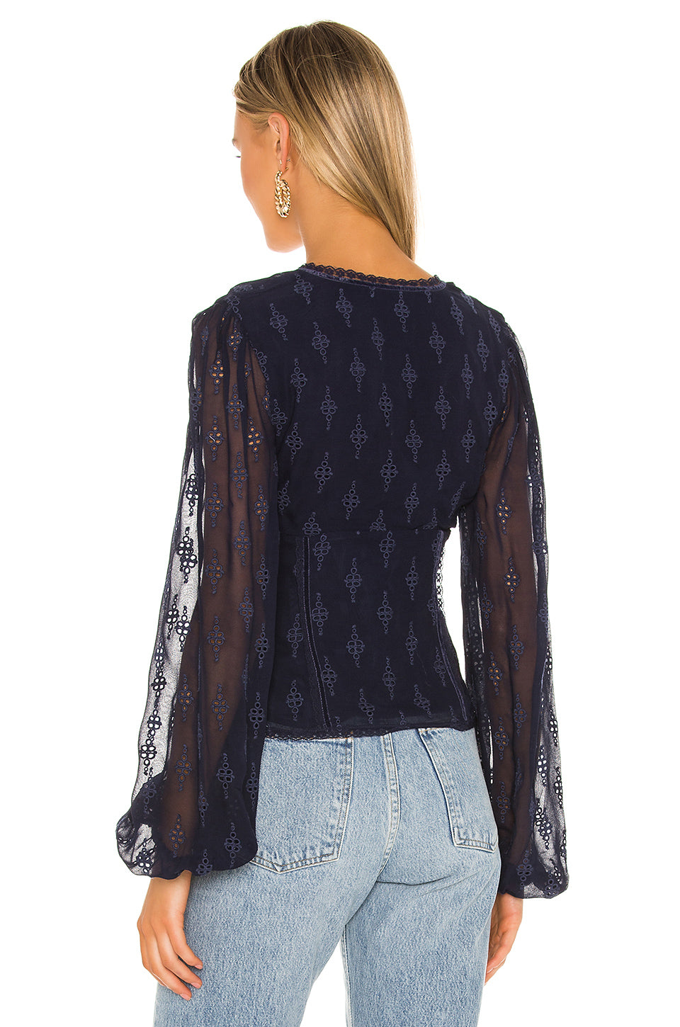 Celina Lace Front Top in NAVY