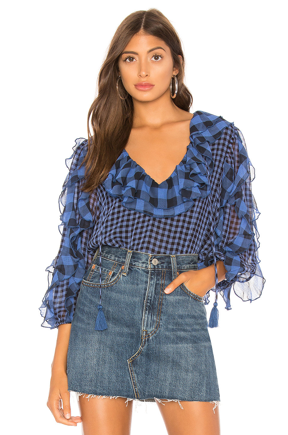 Claire Blouse in BLUE CHECK