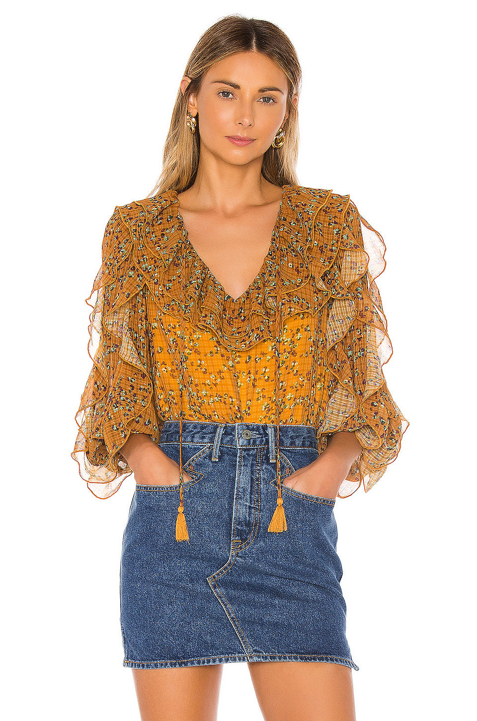Claire Blouse in MUSTARD FLORAL