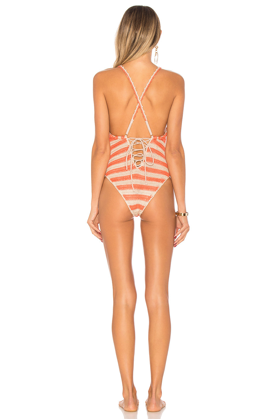 Cora One-Piece Swimsuit in CORAL STRIPE