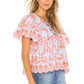Daisy Embroidered Top in BLUE & ORANGE