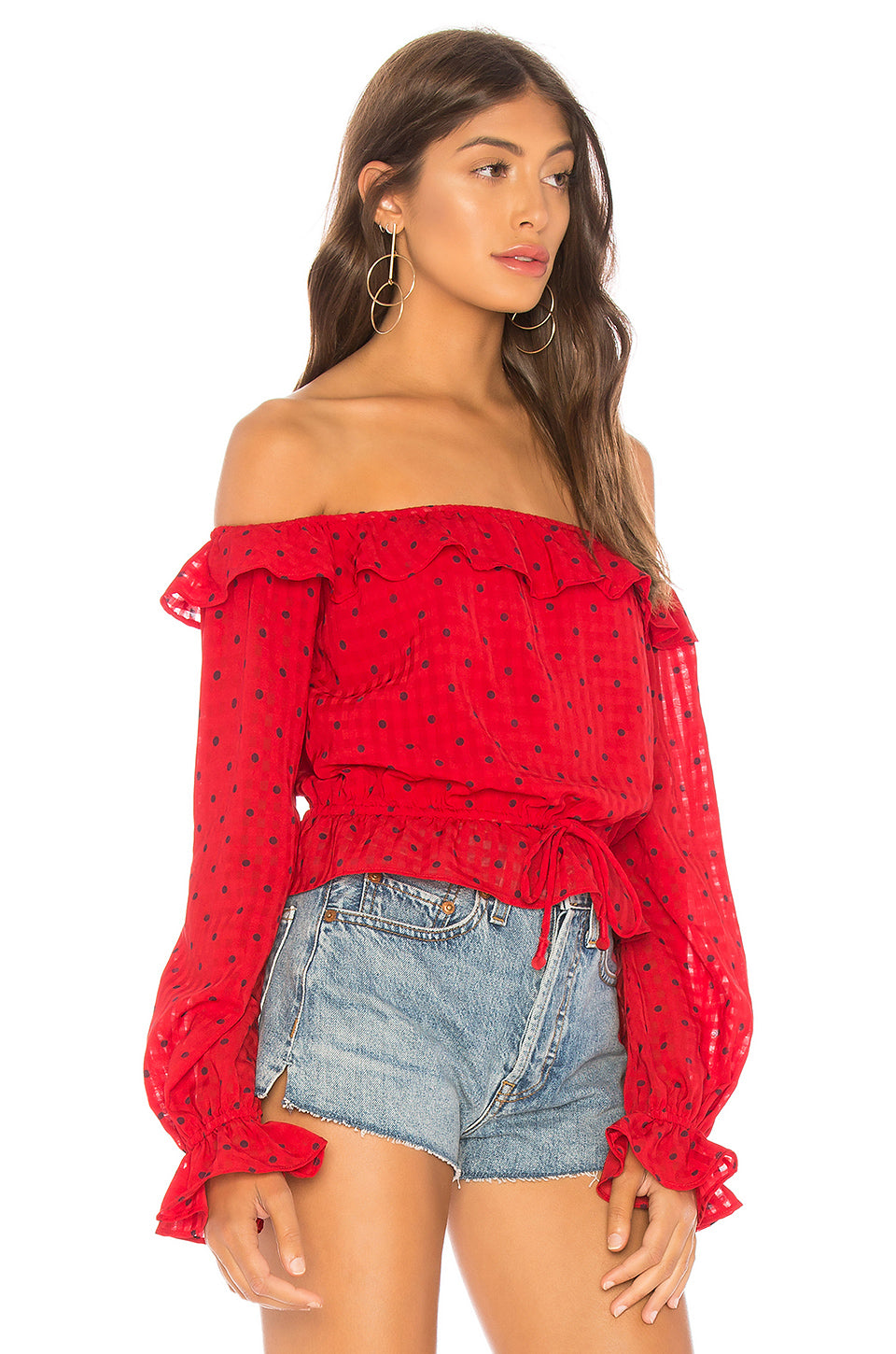 Grace Top in LIPSTICK RED DOT