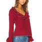 Heather Blouse in BURGUNDY & WHITE
