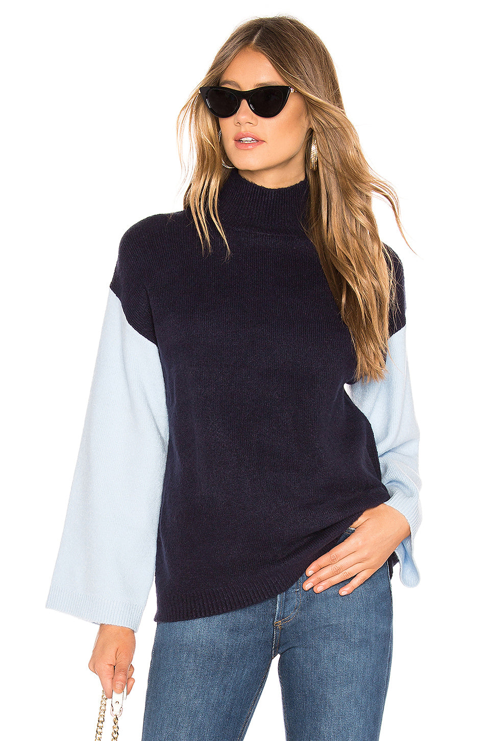 Hepburn Sweater in NAVY & POWDER BLUE