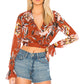 Holly Blouse in ORANGE DAHLIA FLORAL