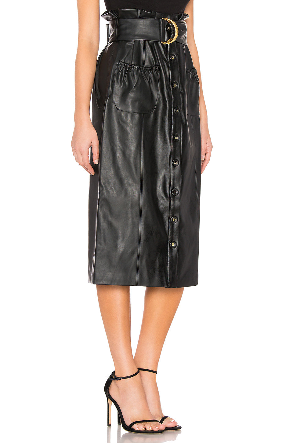 Jenna Faux Leather Skirt in BLACK