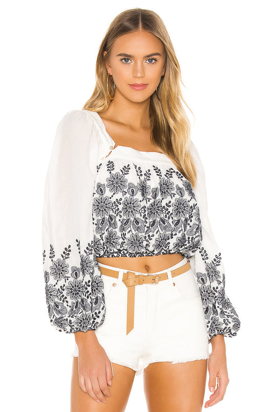 Mae Top in WHITE & NAVY