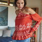 Syrah Blouse in RED FLORAL STRIPE