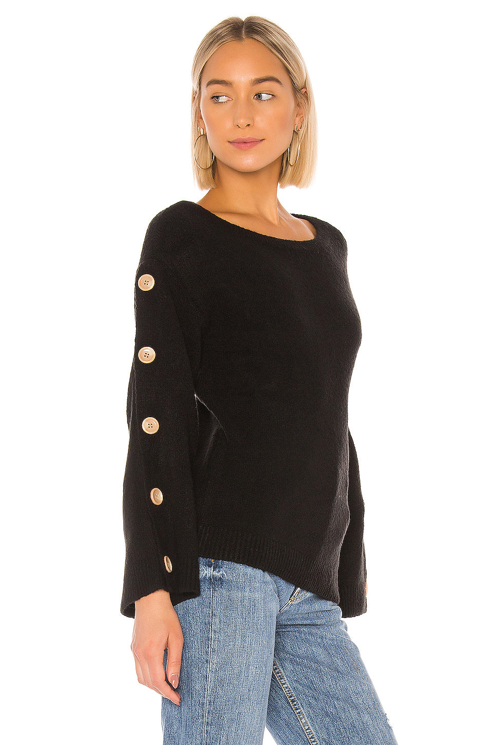 Trento Button Sweater in BLACK