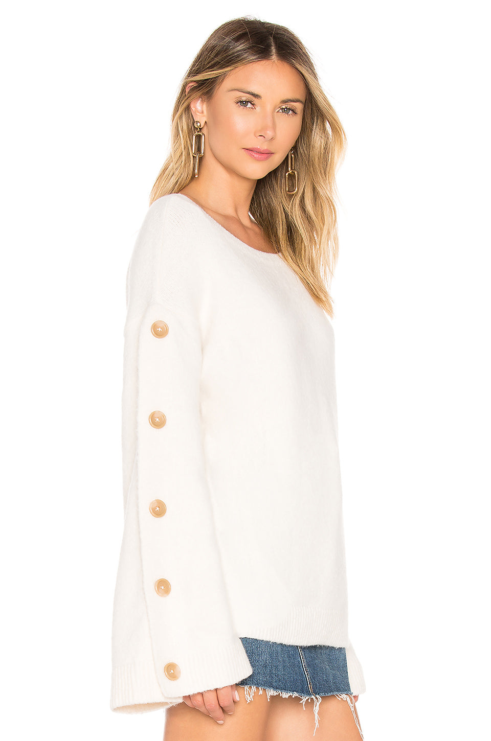 Trento Button Sweater in IVORY