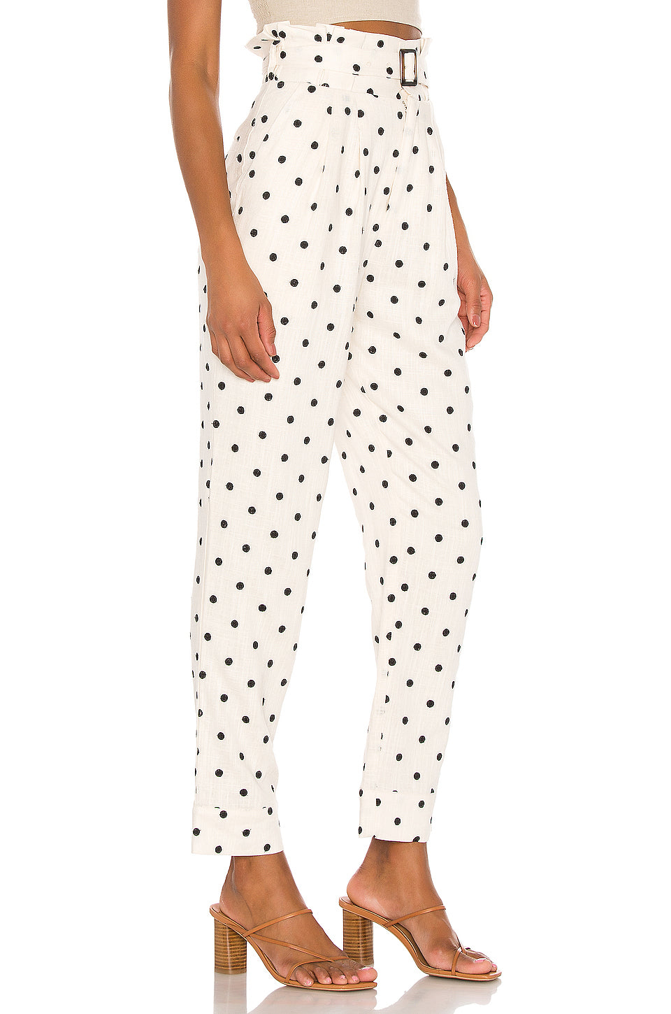 Zuri Embroidered Pant in IVORY AND BLACK